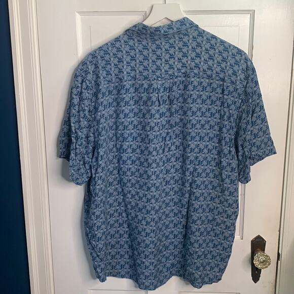 Tommy Bahama Palms Away Lenzing Viscose Blue Palm Hawaiian Shirt M-071 Sz XL - Picture 8 of 9